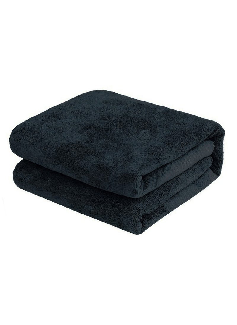 Fabienne 2-Piece Microfiber Bath Towel 70*140cm Black, Soft, Durable, Super Absorbent and Fast Drying  - Image 2