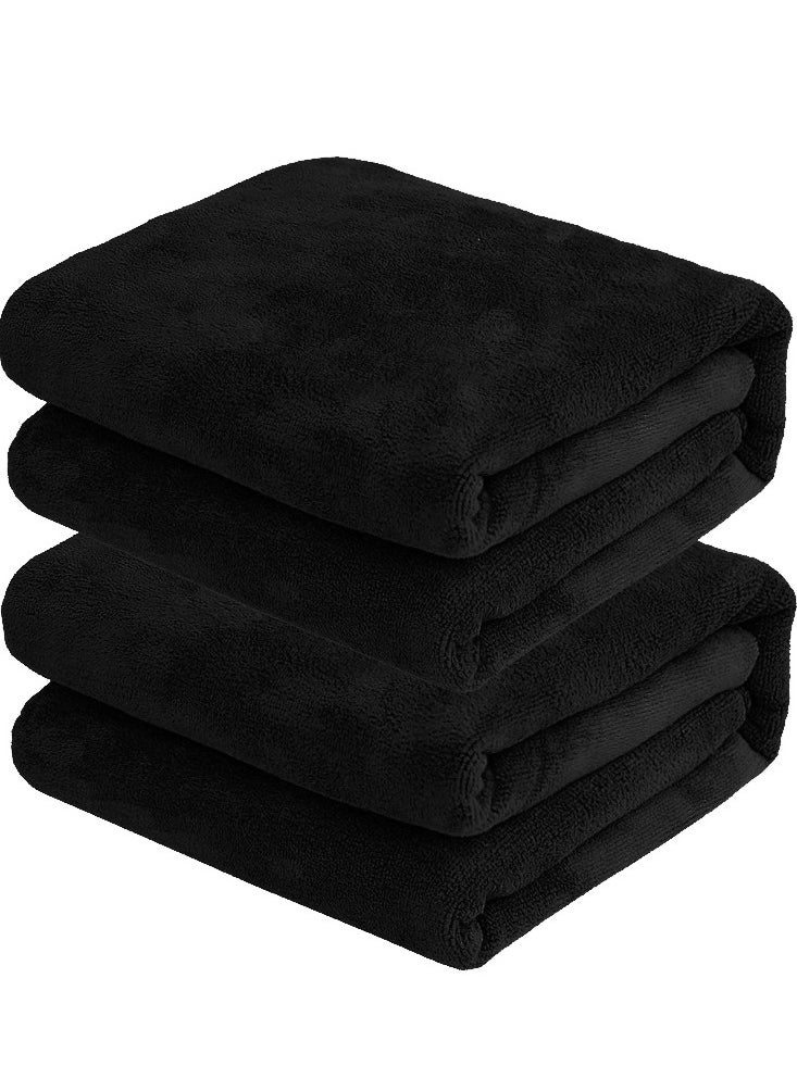 Fabienne 2-Piece Microfiber Bath Towel 70*140cm Black, Soft, Durable, Super Absorbent and Fast Drying  - Image 1