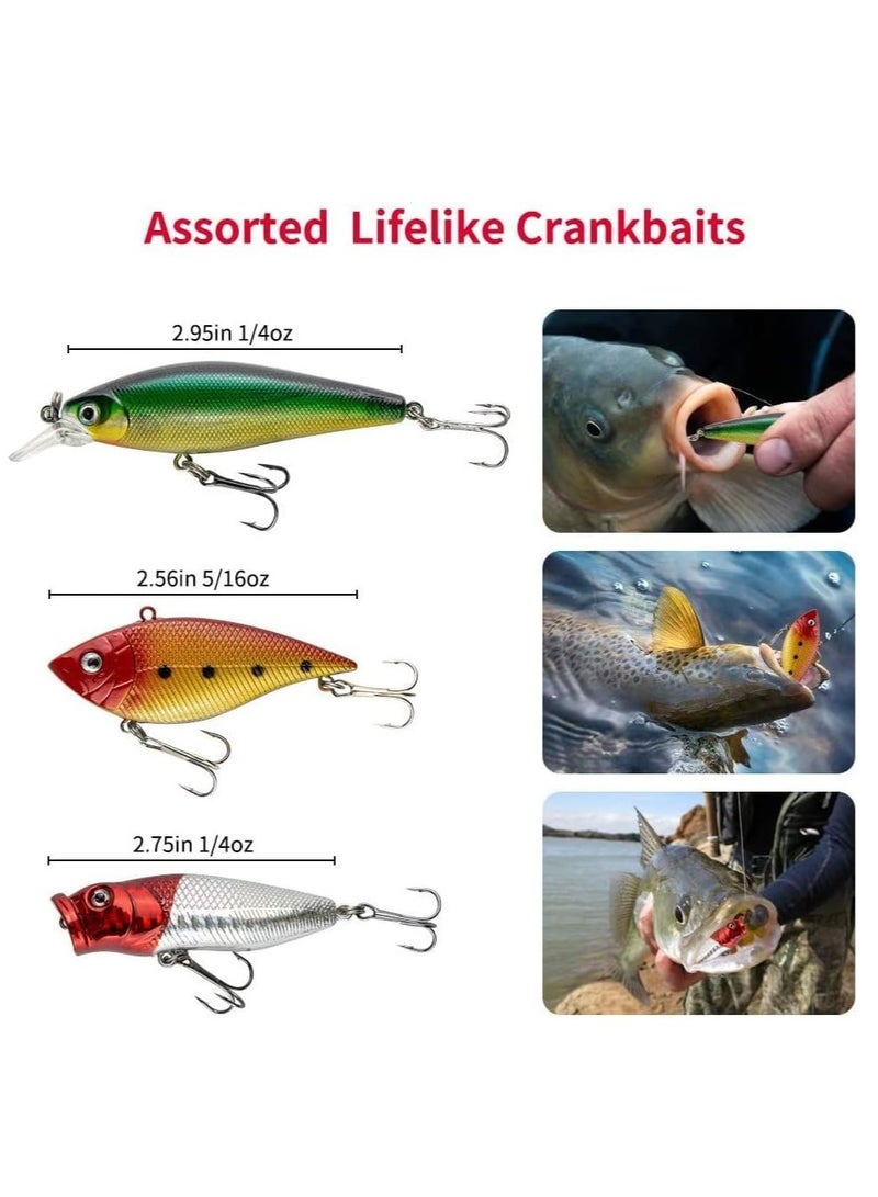 SYOSI Fishing Lures Kit for Freshwater Bait Tackle Kit for Bass Trout Salmon Fishing Accessories Tackle Box Including Spoon Lures Soft Plastic Worms Crankbait Jigs Fishing Hooks - Image 4