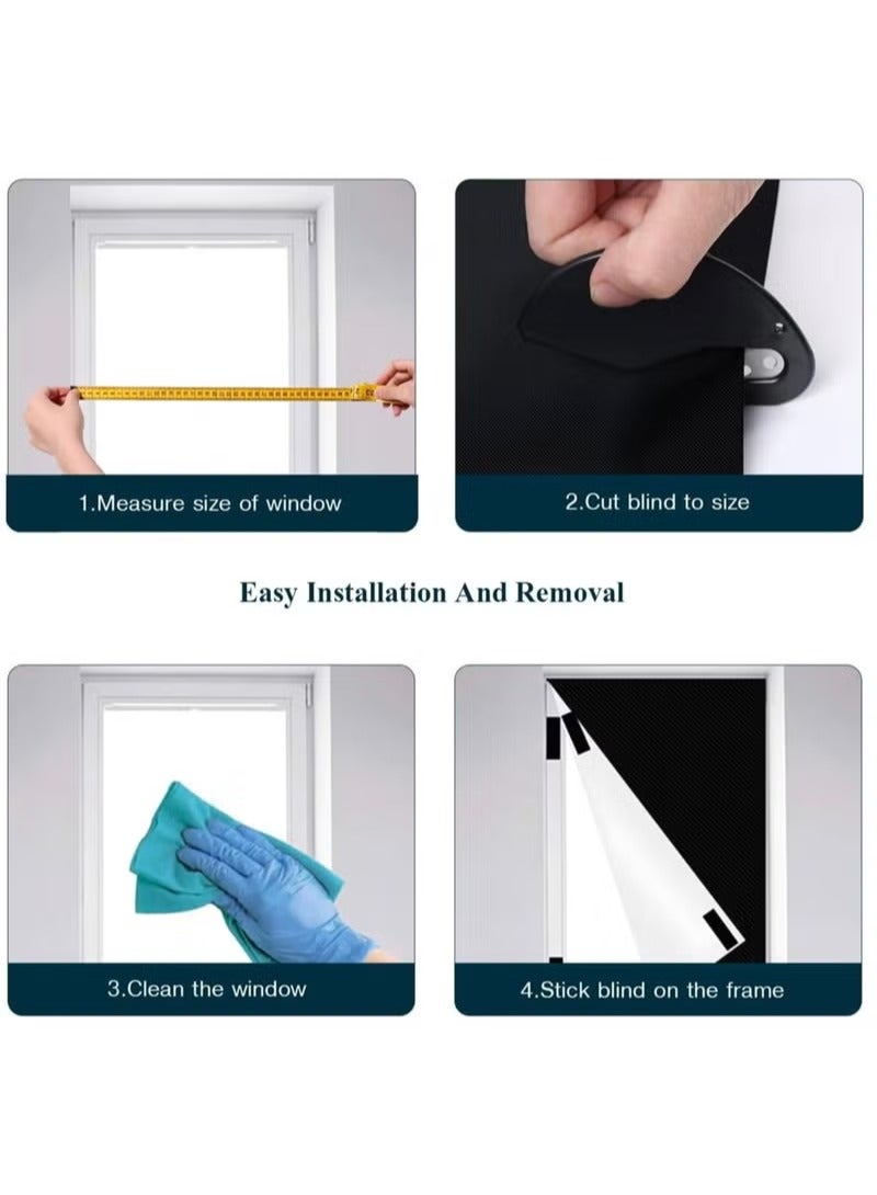 Captaintech Blackout Curtain, 5 Pcs Set Blackout Shade with Velcro Strips, Portable Blackout Window Cover for Bedroom, Travel, Baby Nursery 145cm x 300cm - Image 4