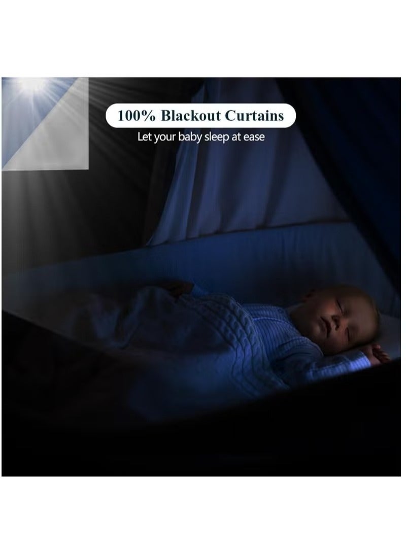 Captaintech Blackout Curtain, 5 Pcs Set Blackout Shade with Velcro Strips, Portable Blackout Window Cover for Bedroom, Travel, Baby Nursery 145cm x 300cm - Image 5