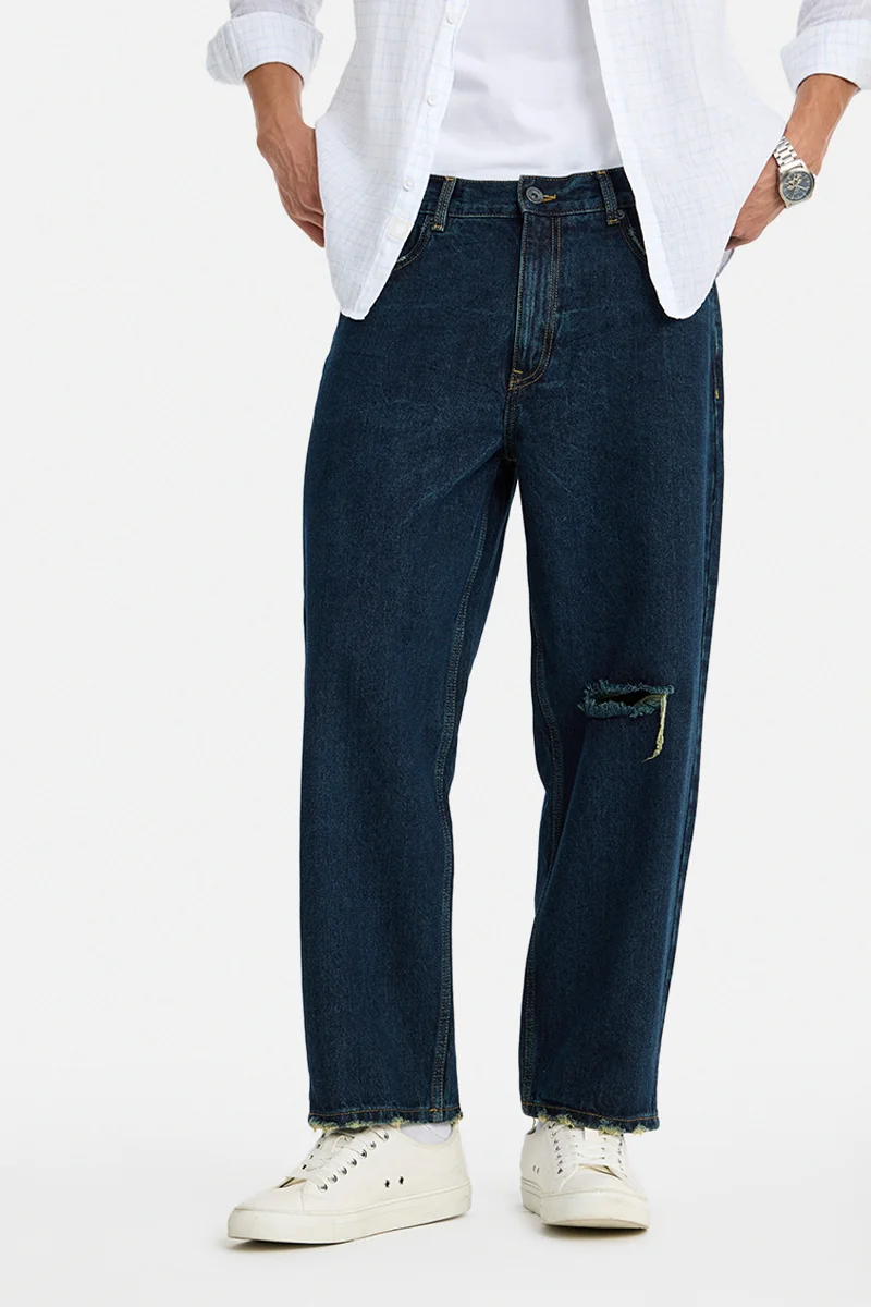 سنيتش Indigo Solid Wide Leg Jeans