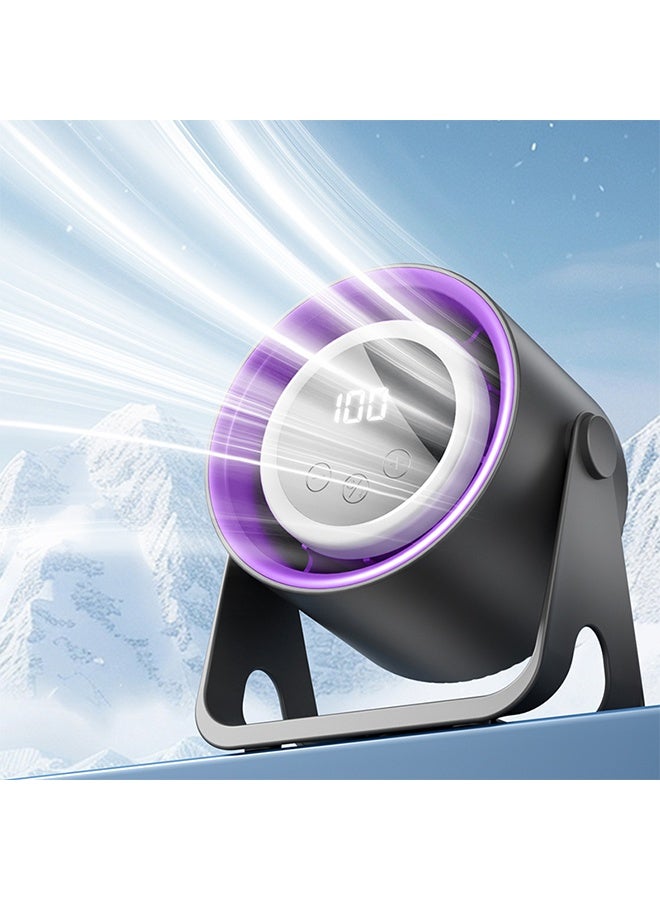 Turbo Cycle Charging Fan - USB Charging Desktop And Wall Mounted Fans With Digital Display, 5-Speed Setting, Quiet Operation, Perfect For Home, Offce, And Camping Black  - Image 3