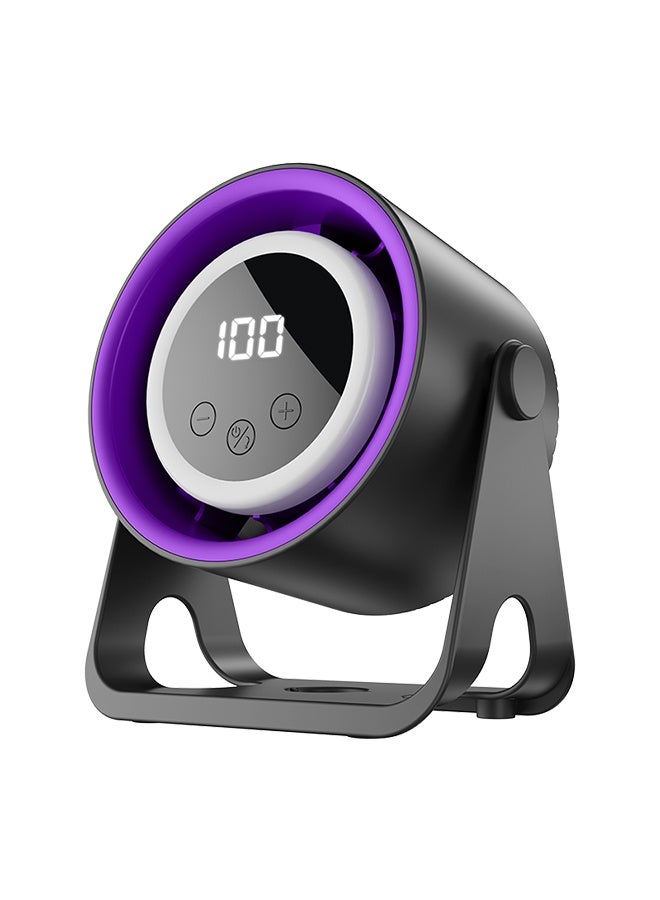 Turbo Cycle Charging Fan - USB Charging Desktop And Wall Mounted Fans With Digital Display, 5-Speed Setting, Quiet Operation, Perfect For Home, Offce, And Camping Black  - Image 1