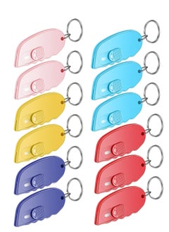 12 Pack Mini Box Cutter Package Opener Retractable Utility Small Box Cutter Portable Mini Keychain Letter Opener Plastic Letter Opener Slide Open with Keychain Hole for Box Letter Envelope