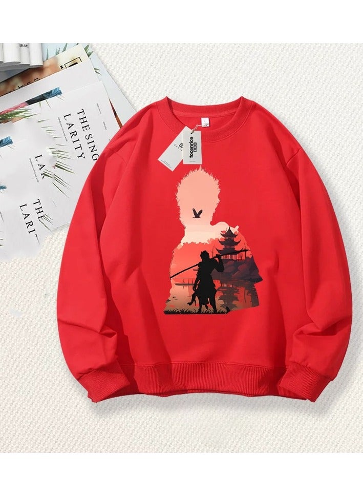 MQD Black Mythical Loose Round Neck Hoodie