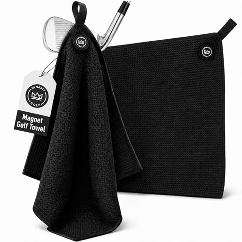 Dynasty Golf Magnetic Golf Towel, 17" x 12.5" Waffle Microfiber Golf Towel with Magnet for Ball and Club Cleaning, Quick Pickup During Play - Image 1