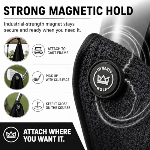 Dynasty Golf Magnetic Golf Towel, 17" x 12.5" Waffle Microfiber Golf Towel with Magnet for Ball and Club Cleaning, Quick Pickup During Play - Image 4