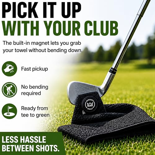 Dynasty Golf Magnetic Golf Towel, 17" x 12.5" Waffle Microfiber Golf Towel with Magnet for Ball and Club Cleaning, Quick Pickup During Play - Image 3