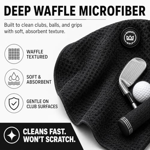 Dynasty Golf Magnetic Golf Towel, 17" x 12.5" Waffle Microfiber Golf Towel with Magnet for Ball and Club Cleaning, Quick Pickup During Play - Image 5