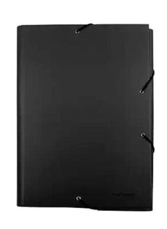 MOTARRO A4 FC Paper Round Back 4 Elastic File Box Black Expanding File Document Folder Organizer School Office Binder  - Image 1