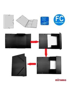 MOTARRO A4 FC Paper Round Back 4 Elastic File Box Black Expanding File Document Folder Organizer School Office Binder  - Image 2