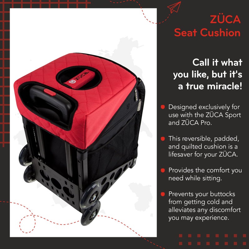 ZUCA Seat Cushion  Reversible - Black/Red - Image 2
