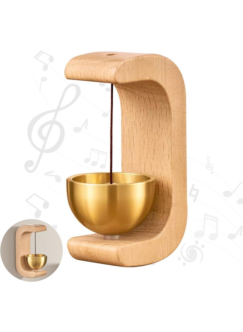 NANAO Wooden C-Shaped Wind Chime,Shopkeepers Bell for Door Opening, Modern Wooden Desk Bell, Minimalist Wooden Decorative Chime,Adhesive Wind Chime for Home, Garden, or Meditation Use (A) - Image 1