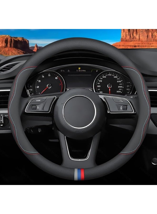 Deer Route Custom-Fit BMW Steering Wheel Cover - Premium Leather, Non-Slip, Breathable With Logo (C-Style) - Image 1