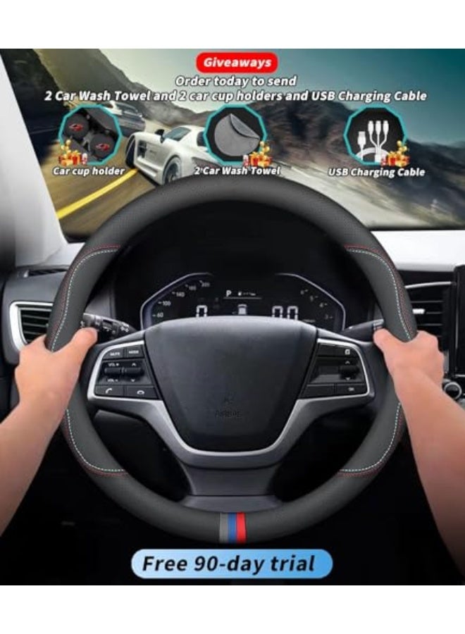 Deer Route Custom-Fit BMW Steering Wheel Cover - Premium Leather, Non-Slip, Breathable With Logo (C-Style) - Image 2