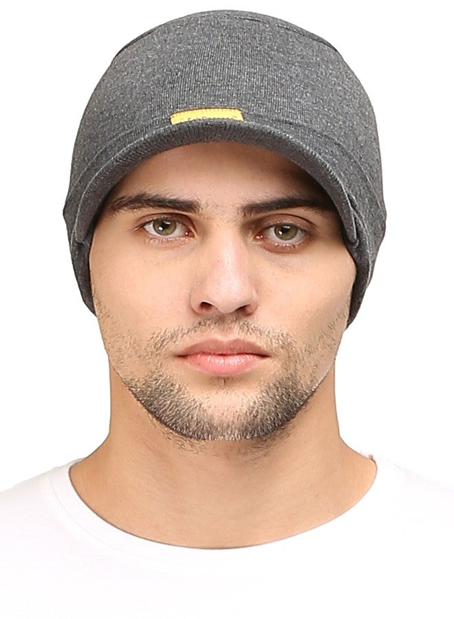 FabSeasons Cotton Skull Cap with Peak, Ideal for All Summer & Winters. Combo Pack of 2 (Blue, Dark Gray) - Image 3