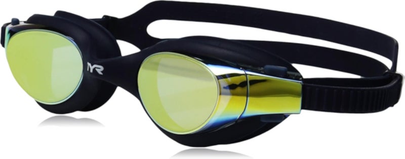 TYR Unisex Adult Vesi Mirrored Low Profile Swimming Goggles - Gold/Navy/Navy, Medium