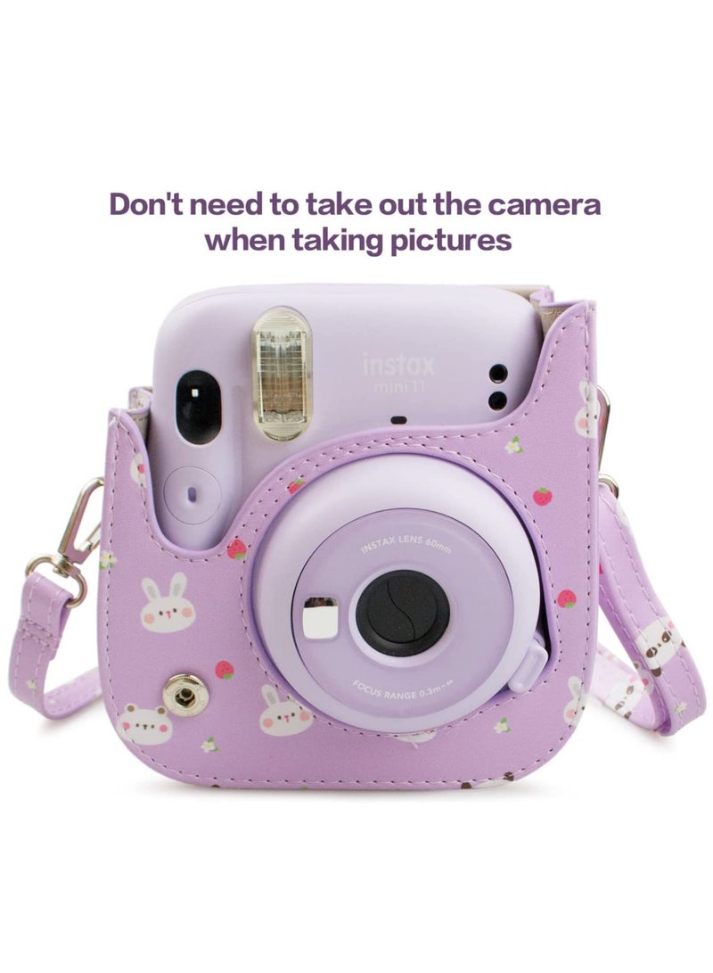 SOLARAE PU Leather Mini 11 Cover, Fujifilm Instax Mini 11/Mini 9/Mini 8/Mini 8+ PU Face Vintage Camera Bag Cover Camera Bag with Adjustable Shoulder Strap - Image 3
