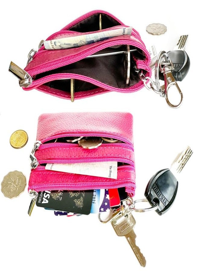 آي تولاي محفظة صغيرة من الجلد الطبيعي من iToolai، مزودة بسحاب وسلسلة مفاتيح للنساء (3.54 × 4.33 بوصة، بيج) - Image 5