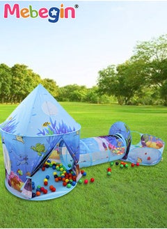 MEBEGIN 3pc Kids Play Tent for Kids with Ball Pit Basketball Hoop, Crawl Tunnel, Princess Tents for Toddlers, Baby Sea World Playhouse Toys, Boys Girls Indoor Outdoor Play House, Perfect Kid's Gifts Blue  - Image 2