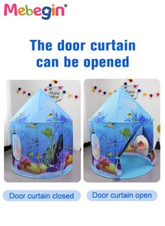 MEBEGIN 3pc Kids Play Tent for Kids with Ball Pit Basketball Hoop, Crawl Tunnel, Princess Tents for Toddlers, Baby Sea World Playhouse Toys, Boys Girls Indoor Outdoor Play House, Perfect Kid's Gifts Blue  - Image 5
