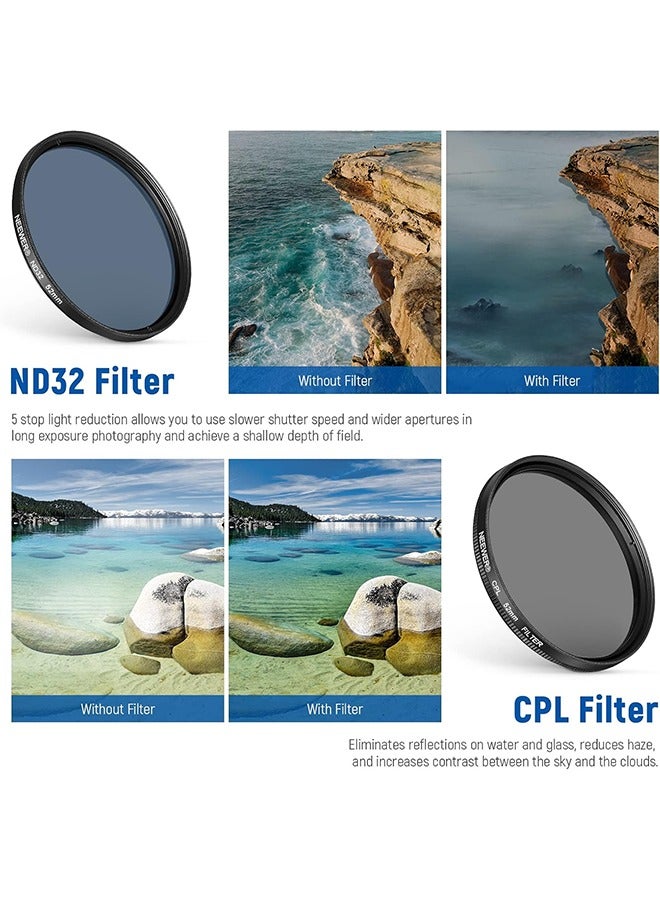New 52 mm ND+CPL + Filter Set with Phone Lens Clamp, ND32/Polarising/6 Point Star/4 Graduated Color Filters for iPhone 16 15 14 Pro Max Plus 13 12 11 Canon Nikon - Image 3