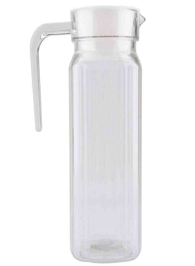 Tbest Small Plastic Pitcher With Lid,Tcher Kids Milk Jug,500ML Acrylic Transparent Bottle,Striped Water Ice Cold Jug With Lid For Bar Home - Image 1