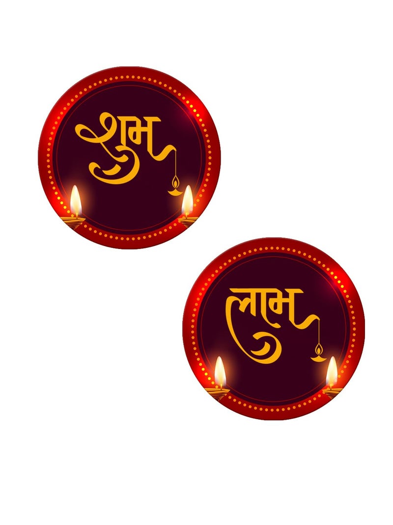 999Store Round shubh labh with Dipak Art Diwali puja and Door Entrance Wall Hanging shubh labh Wall Stickers(SLP008) - Image 2