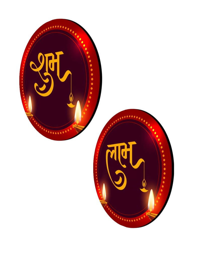 999Store Round shubh labh with Dipak Art Diwali puja and Door Entrance Wall Hanging shubh labh Wall Stickers(SLP008) - Image 3
