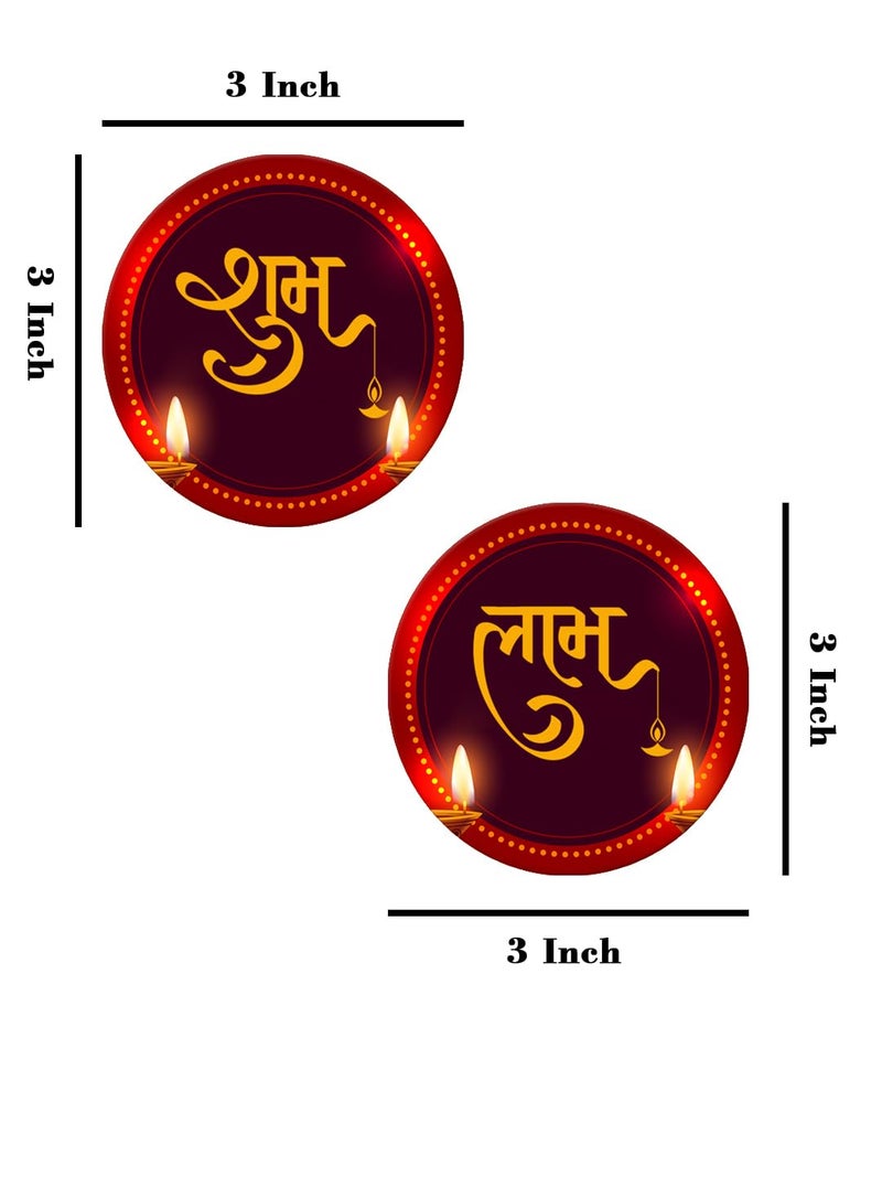 999Store Round shubh labh with Dipak Art Diwali puja and Door Entrance Wall Hanging shubh labh Wall Stickers(SLP008) - Image 5