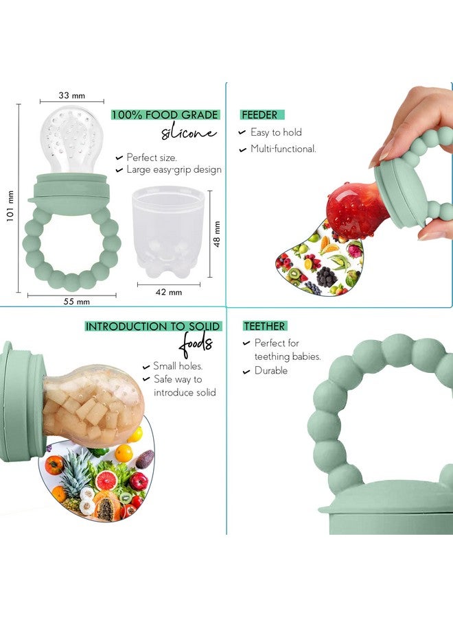 O'doe 17Piece Bpafree Silicone Baby Feeding Set Thick & Soft Suction Plates Baby Bowls Wooden Fork & Spoon And More Make Mealtime Fun And Easy For Your Little One (Green V2) - Image 4