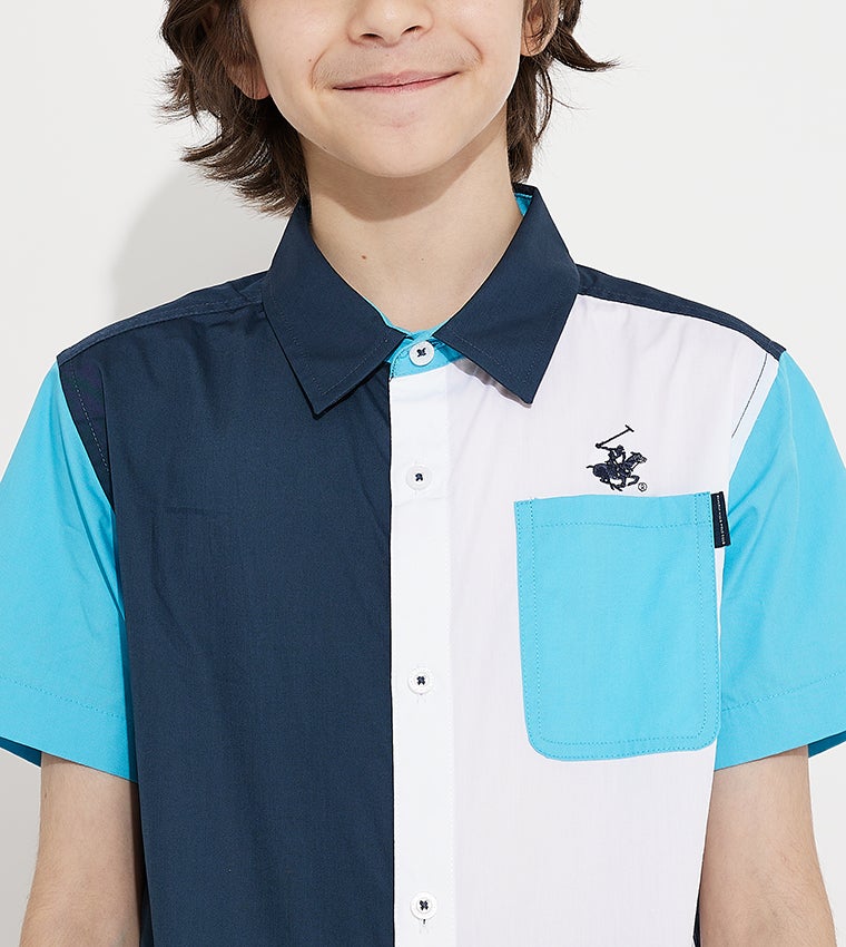 BEVERLY HILLS POLO CLUB Bhpc Kids Dark Grey Short Sleeve Shirt - Image 3