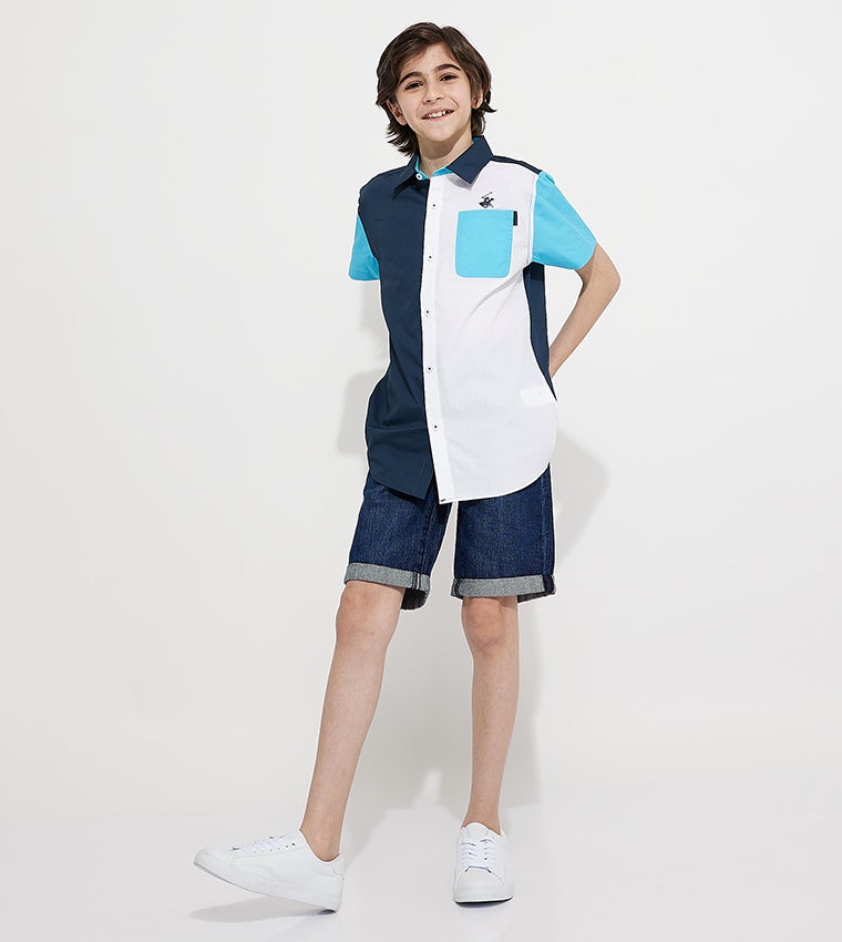 BEVERLY HILLS POLO CLUB Bhpc Kids Dark Grey Short Sleeve Shirt - Image 4