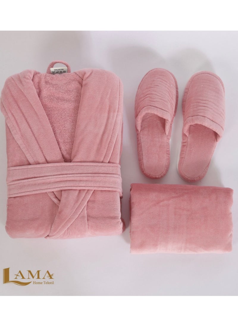 منزل لمى منسوجات روب حمام وردي نفر - Image 2