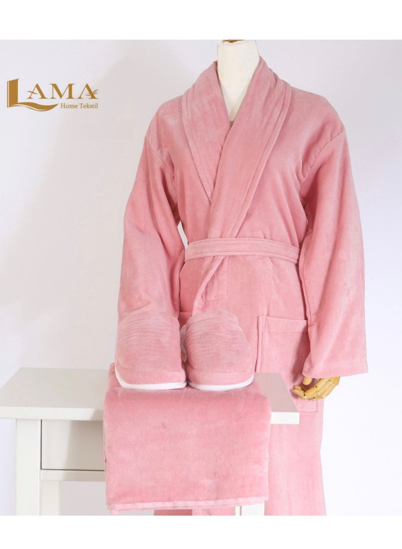 منزل لمى منسوجات روب حمام وردي نفر - Image 1