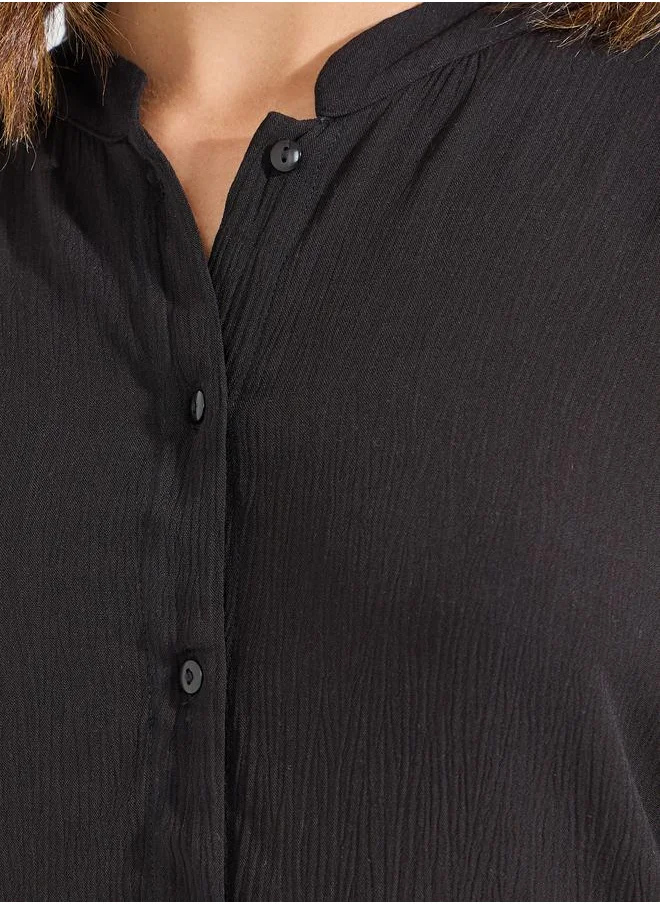 Styli Textured Boxy Shirt & Wide Leg Pants Co-Ords