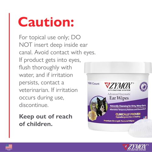 Zymox Advanced Enzymatic Ear Wipes for Dogs and Cats - for Dirty, Waxy, Smelly Ears - Premium Strength Ear Cleaner Wipes - Non-Irritating - Hypoallergenic (100 Count-Pack of 2) - Image 5