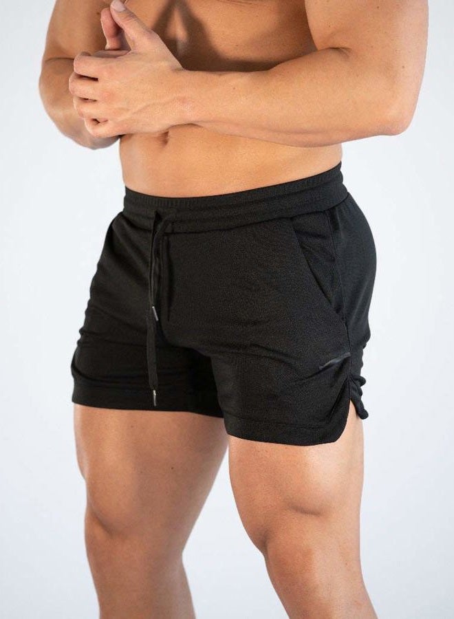 FLYFIREFLY Men's Gym Workout Shorts Running Lightweight Athletic Short Pants Bodybuilding Training, Black, S - Image 3