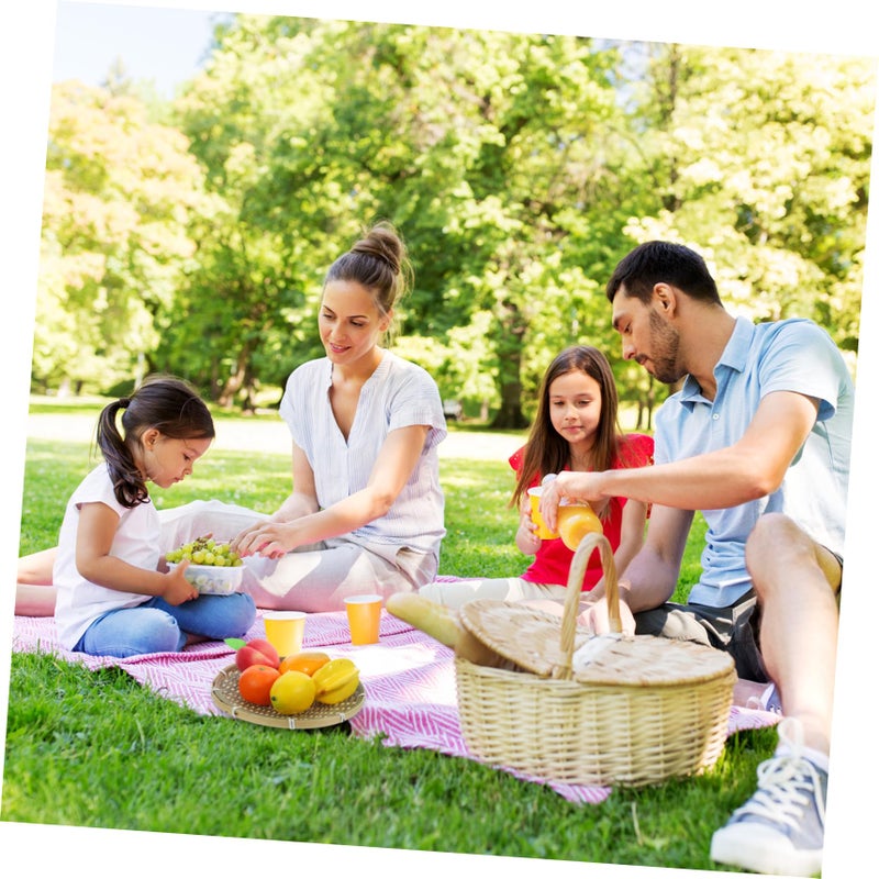Bamboo Woven Storage Basket Multipurpose Organizer for Kitchen Camping Picnic Fruit Holder Tray - Image 3
