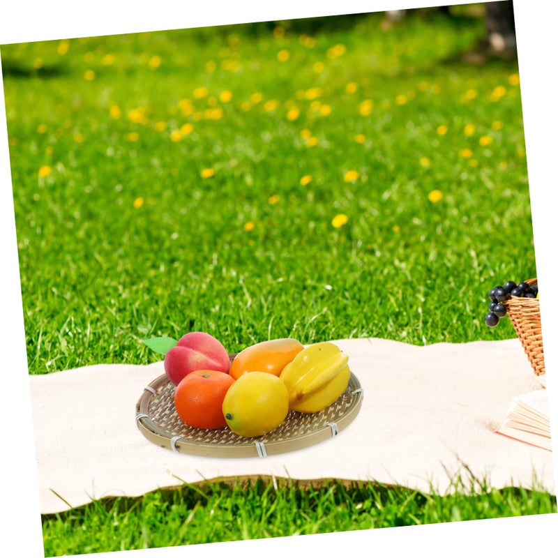 Bamboo Woven Storage Basket Multipurpose Organizer for Kitchen Camping Picnic Fruit Holder Tray - Image 5