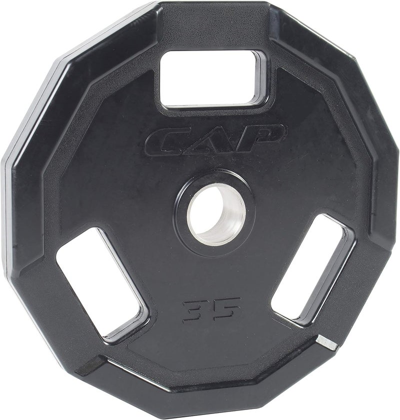 CAP Barbell 12-Sided Rubber Olympic Grip Weight Plates, Black | Multiple Sizes - Image 1