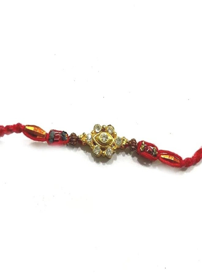 RATEHALF American Diamond Rakhi Raksha Bandhan Rakhi and Silk Thread - Beautiful Rakhi - Image 1