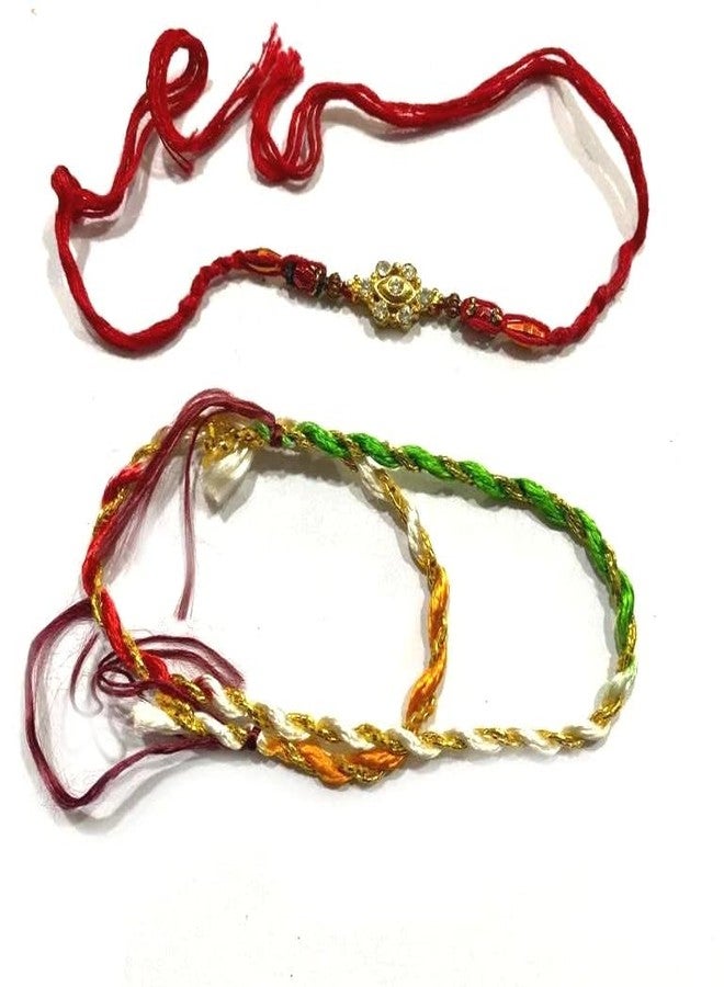 RATEHALF American Diamond Rakhi Raksha Bandhan Rakhi and Silk Thread - Beautiful Rakhi - Image 2