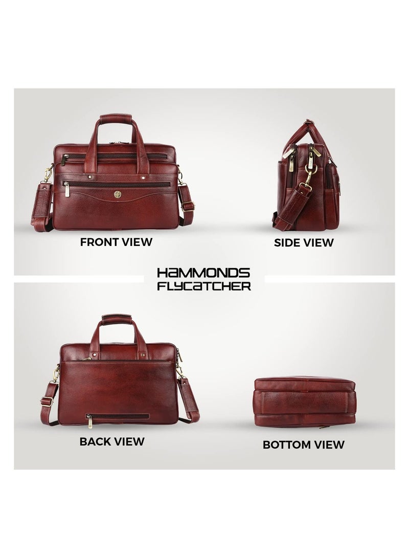 HAMMONDS FLYCATCHER HAMMONDS FLYCATCHER Genuine Leather Office Bag for Men, Leather Messenger Bag for Men, 15.6 Inch Laptop Bag for Men with Adjustable Strap and Multiple Compartments, 1 Year Warranty - Image 2