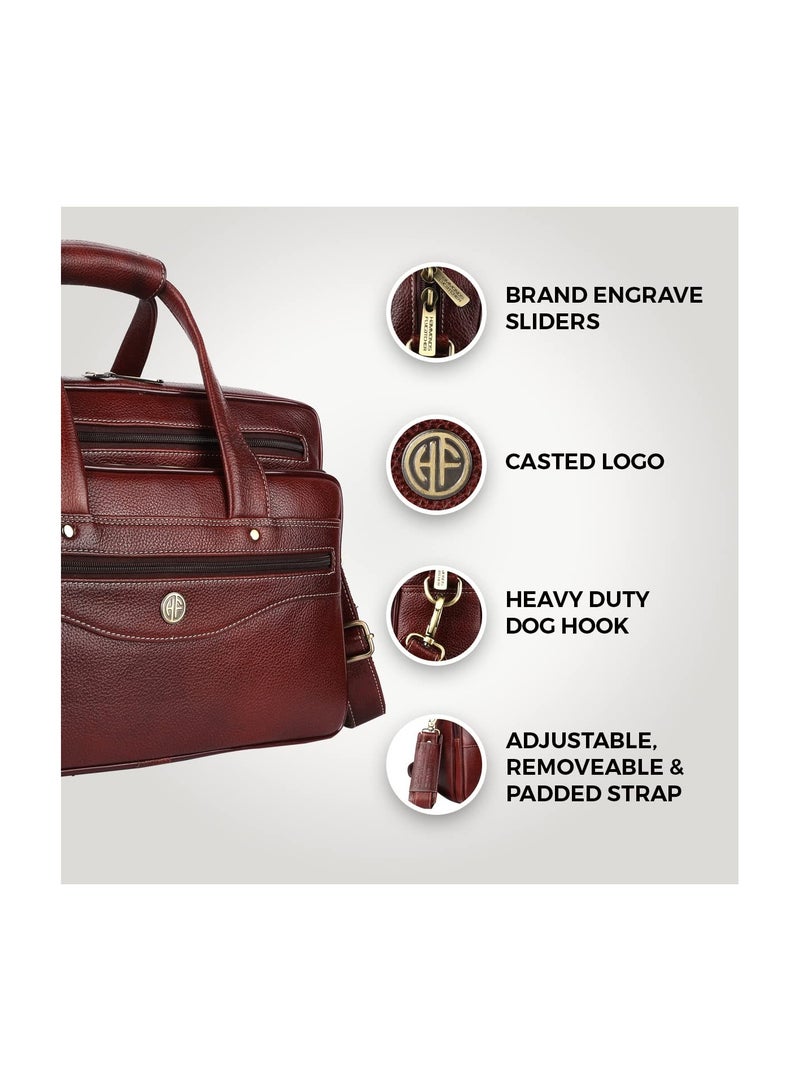 HAMMONDS FLYCATCHER HAMMONDS FLYCATCHER Genuine Leather Office Bag for Men, Leather Messenger Bag for Men, 15.6 Inch Laptop Bag for Men with Adjustable Strap and Multiple Compartments, 1 Year Warranty - Image 3