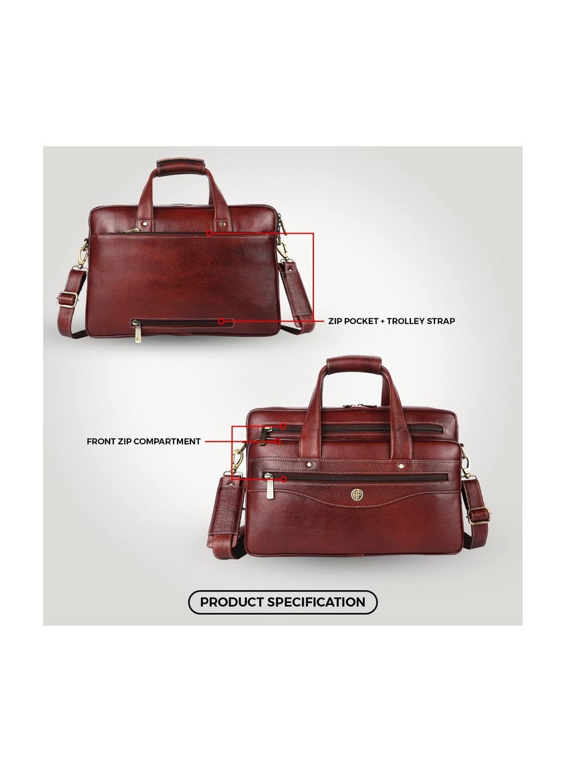 HAMMONDS FLYCATCHER HAMMONDS FLYCATCHER Genuine Leather Office Bag for Men, Leather Messenger Bag for Men, 15.6 Inch Laptop Bag for Men with Adjustable Strap and Multiple Compartments, 1 Year Warranty - Image 4