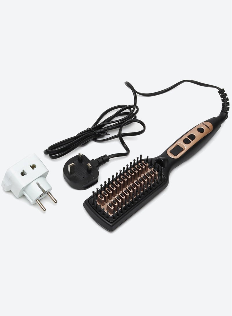 جيباس فرشاة شعر سيراميك حراري  ( 2 في 1 ) بقوة 45 واط - تحكم في درجة الحرارة مع شاشة LED وإيقاف تشغيل تلقائي لمدة 60 دقيقة مثالية لتدليك الشعر الناعم وتصفيفه GHBS86037 - Image 3