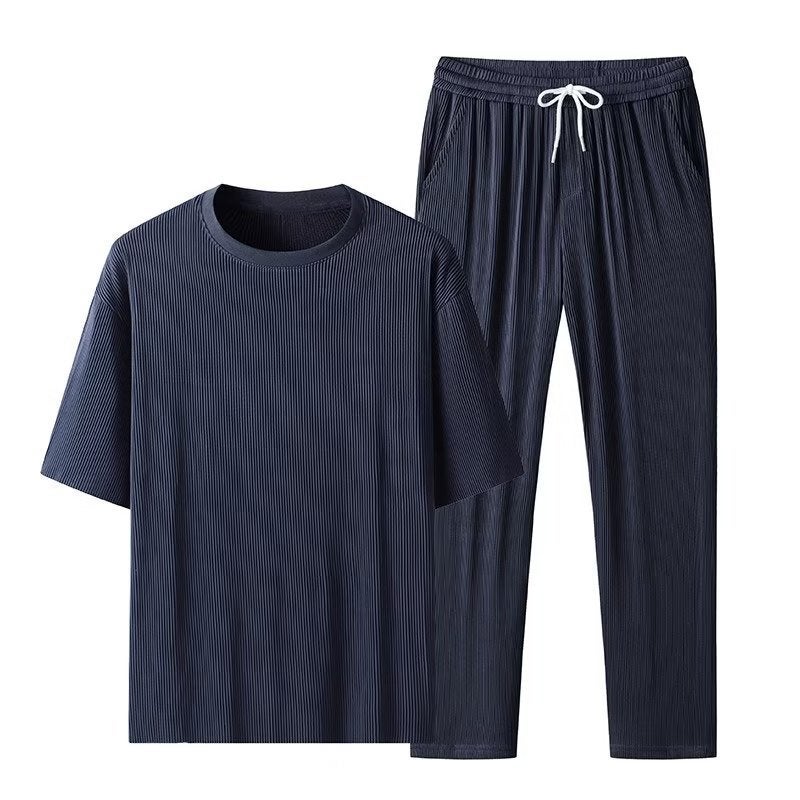 Mens 2024 Summer Ice Silk Sports Suit Black  - Image 3