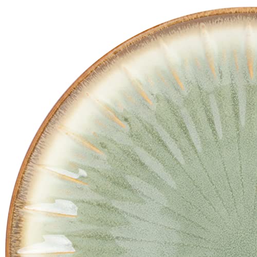 Gibson Elite Mayfair Bay 16-Piece Embossed Double Bowl Dinnerware Set, Service for 4 – Green Stoneware Plates and Bowls - Image 4